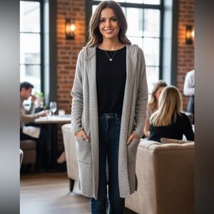 Hummingbird Heather Gray Long Women's Cardigan